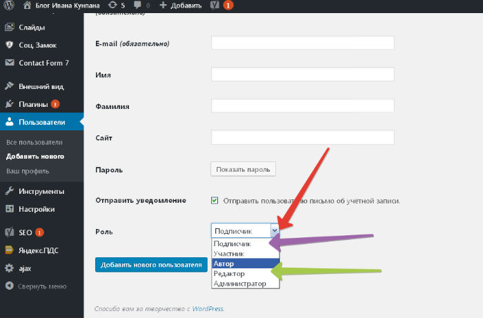 Wordpress роли Роли пользователей в WordPress