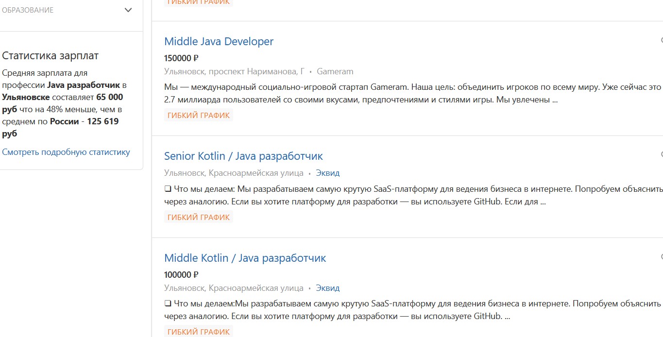 java-разработчик вакансии      