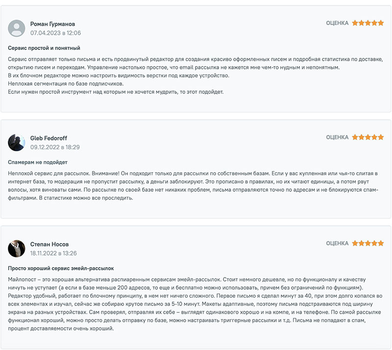 Отзывы на работу сервиса рассылок Mailo Post